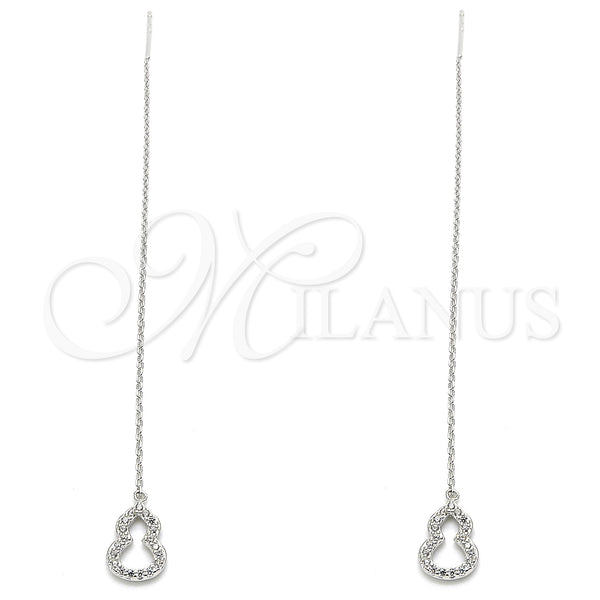 Sterling Silver Ring — Threader Earring with White Micro Pave Polished 02. — main product view — SKU 129487 | Plata 925 anillo — Threader Earring with blanco Micro Pave pulido 02. — SKU 129487