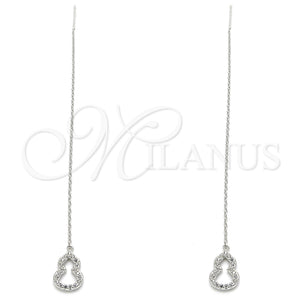 Sterling Silver Ring — Threader Earring with White Micro Pave Polished 02. — main product view — SKU 129487 | Plata 925 anillo — Threader Earring with blanco Micro Pave pulido 02. — SKU 129487