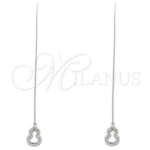 Sterling Silver Threader Earring, with White Micro Pave, Polished, Rhodium Finish, 02.366.0010