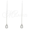Sterling Silver Threader Earring, with White Micro Pave, Polished, Rhodium Finish, 02.366.0010