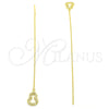 Sterling Silver Threader Earring, with White Micro Pave, Polished, Golden Finish, 02.366.0010.1