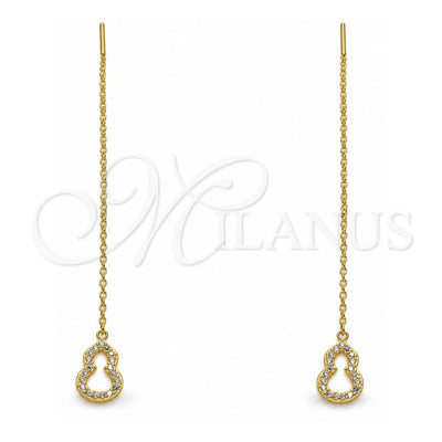 Sterling Silver Threader Earring, with White Micro Pave, Polished, Golden Finish, 02.366.0010.1