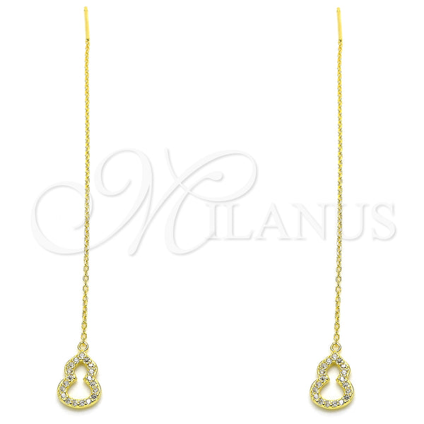 Sterling Silver Ring — Threader Earring with White Micro Pave Polished 02. — main product view — SKU 129488 | Plata 925 anillo — Threader Earring with blanco Micro Pave pulido 02. — SKU 129488