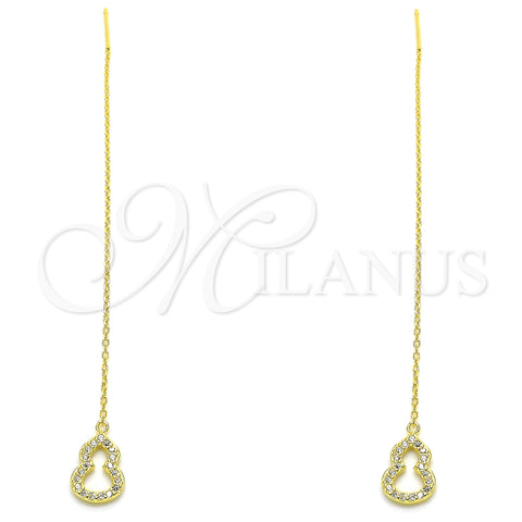 Sterling Silver Threader Earring, with White Micro Pave, Polished, Golden Finish, 02.366.0010.1