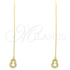 Sterling Silver Threader Earring, with White Micro Pave, Polished, Golden Finish, 02.366.0010.1