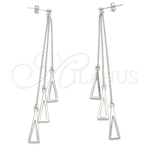 Sterling Silver Long Earring, Polished, Rhodium Finish, 02.366.0012