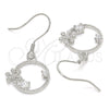 Sterling Silver Dangle Earring, with White Cubic Zirconia, Polished, Rhodium Finish, 02.366.0013