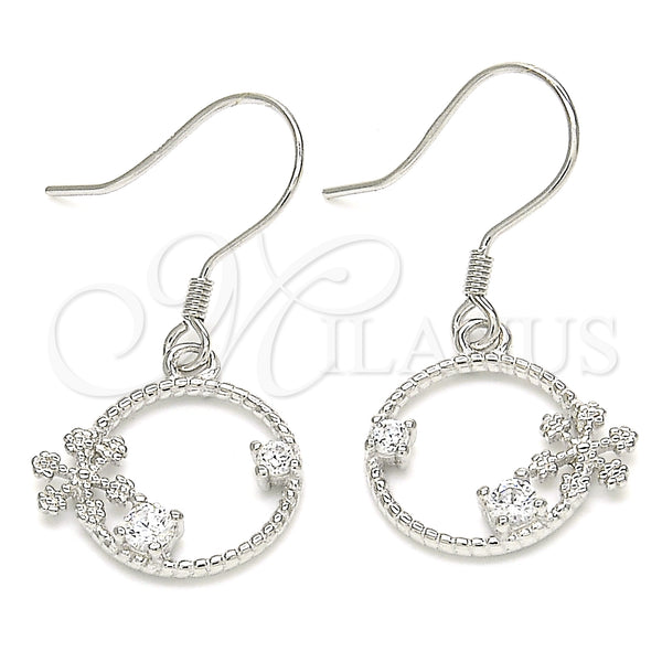 Sterling Silver Ring — Dangle Earring with White Cubic Zirconia Polished 02. — main product view — SKU 129491 | Plata 925 anillo — Dangle Earring with blanco Cubic Zirconia pulido 02. — SKU 129491
