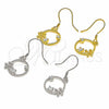 Sterling Silver Dangle Earring, with White Cubic Zirconia, Polished, Rhodium Finish, 02.366.0013