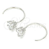 Sterling Silver Stud Earring, Flower Design, with White Cubic Zirconia, Polished, Rhodium Finish, 02.366.0016
