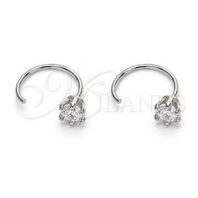 Sterling Silver Stud Earring, Flower Design, with White Cubic Zirconia, Polished, Rhodium Finish, 02.366.0016