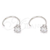 Sterling Silver Stud Earring, Flower Design, with White Cubic Zirconia, Polished, Rhodium Finish, 02.366.0016