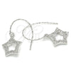 Sterling Silver Dangle Earring, Star Design, with White Cubic Zirconia, Polished, Rhodium Finish, 02.366.0017