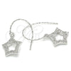 Sterling Silver Dangle Earring, Star Design, with White Cubic Zirconia, Polished, Rhodium Finish, 02.366.0017
