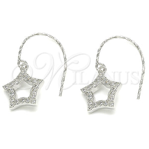 Sterling Silver Ring — Dangle Earring Star Design with White Cubic Zirconia — main product view — SKU 129497 | Plata 925 anillo — Dangle Earring estrella diseño with blanco Cubic Zirconia — SKU 129497