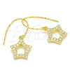 Sterling Silver Dangle Earring, Star Design, with White Cubic Zirconia, Polished, Golden Finish, 02.366.0017.1