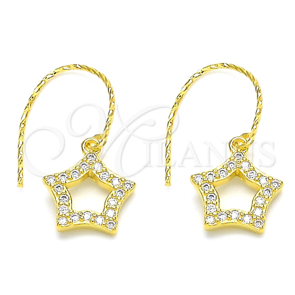 Sterling Silver Ring — Dangle Earring Star Design with White Cubic Zirconia — main product view — SKU 129498 | Plata 925 anillo — Dangle Earring estrella diseño with blanco Cubic Zirconia — SKU 129498