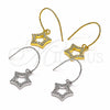 Sterling Silver Dangle Earring, Star Design, with White Cubic Zirconia, Polished, Golden Finish, 02.366.0017.1