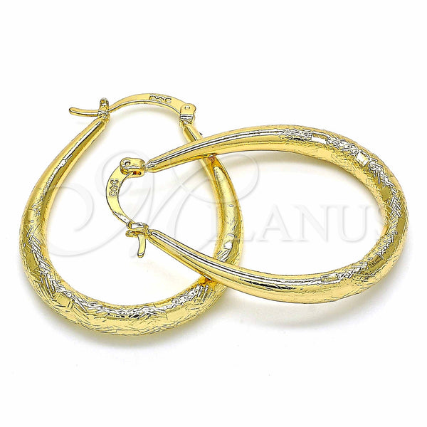 Gold Filled Hoop Earrings — Medium Hoop Diamond Cutting 02. — main product view — SKU 129502 | Oro Laminado aretes de aro — Medium Hoop Diamond Cutting 02. — SKU 129502