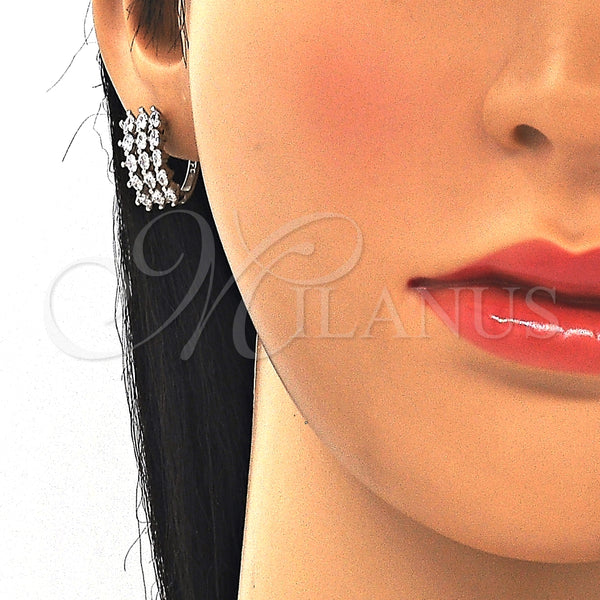 Sterling Silver Hoop Earrings — Huggie Hoop with Multicolor Cubic Zirconia Polished 02. — alternate product view — SKU 129504 | Plata 925 aretes de aro — Huggie Hoop with Multicolor Cubic Zirconia pulido 02. — SKU 129504