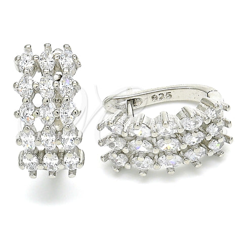 Sterling Silver Huggie Hoop, with Multicolor Cubic Zirconia, Polished, Rhodium Finish, 02.186.0178.15