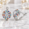 Sterling Silver Huggie Hoop, with Multicolor Cubic Zirconia, Polished, Rhodium Finish, 02.186.0183.12