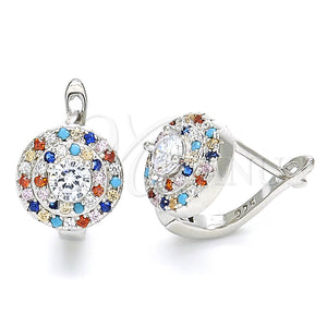 Sterling Silver Hoop Earrings — Huggie Hoop with Multicolor Cubic Zirconia Polished 02. — main product view — SKU 129509 | Plata 925 aretes de aro — Huggie Hoop with Multicolor Cubic Zirconia pulido 02. — SKU 129509