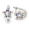 Sterling Silver Huggie Hoop, Star Design, with Multicolor Cubic Zirconia, Polished, Rhodium Finish, 02.186.0187.12