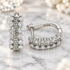 Sterling Silver Huggie Hoop, Evil Eye Design, with White Cubic Zirconia, Polished, Rhodium Finish, 02.186.0188.15