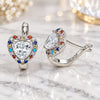 Sterling Silver Huggie Hoop, Heart Design, with White Cubic Zirconia and Multicolor Crystal, Polished, Rhodium Finish, 02.186.0190.12