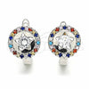 Sterling Silver Huggie Hoop, with White Cubic Zirconia and Multicolor Crystal, Polished, Rhodium Finish, 02.186.0193.12