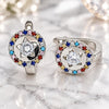 Sterling Silver Huggie Hoop, with White Cubic Zirconia and Multicolor Crystal, Polished, Rhodium Finish, 02.186.0193.12
