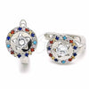 Sterling Silver Huggie Hoop, with White Cubic Zirconia and Multicolor Crystal, Polished, Rhodium Finish, 02.186.0193.12