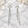 Sterling Silver Long Earring, Heart Design, Polished, Rhodium Finish, 02.285.0100