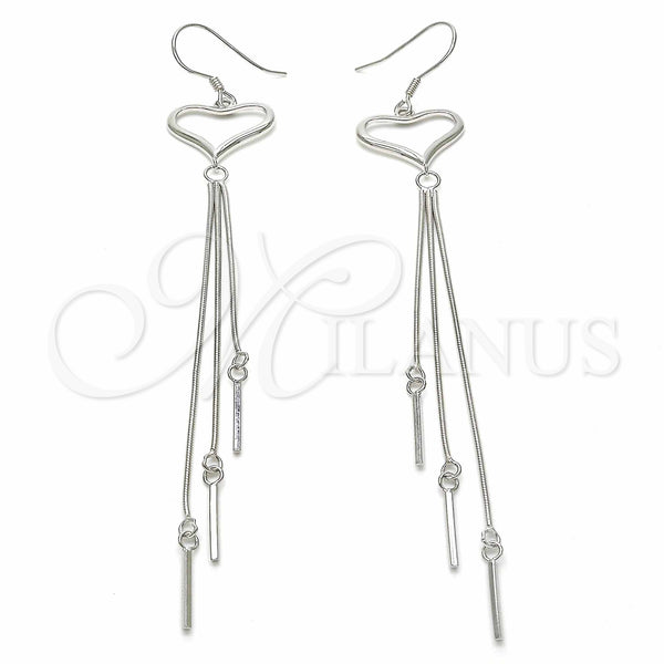 Sterling Silver Ring — Long Earring Heart Design Polished 02. — main product view — SKU 129522 | Plata 925 anillo — Long Earring corazón diseño pulido 02. — SKU 129522