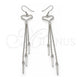 Sterling Silver Long Earring, Heart Design, Polished, Rhodium Finish, 02.285.0100