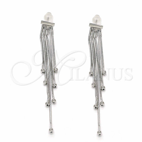 Sterling Silver Long Earring, Polished, Rhodium Finish, 02.285.0101