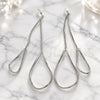 Sterling Silver Long Earring, Teardrop Design, Polished, Rhodium Finish, 02.285.0102