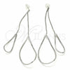 Sterling Silver Long Earring, Teardrop Design, Polished, Rhodium Finish, 02.285.0102