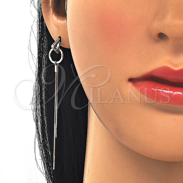 Sterling Silver Ring — Long Earring with White Micro Pave Polished 02. — alternate product view — SKU 129525 | Plata 925 anillo — Long Earring with blanco Micro Pave pulido 02. — SKU 129525