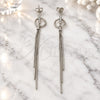 Sterling Silver Long Earring, with White Micro Pave, Polished, Rhodium Finish, 02.285.0103