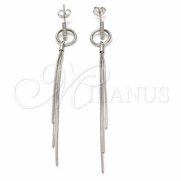 Sterling Silver Ring — Long Earring with White Micro Pave Polished 02. — main product view — SKU 129525 | Plata 925 anillo — Long Earring with blanco Micro Pave pulido 02. — SKU 129525