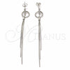 Sterling Silver Long Earring, with White Micro Pave, Polished, Rhodium Finish, 02.285.0103