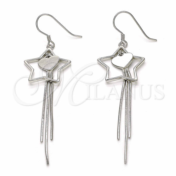 Sterling Silver Ring — Long Earring Star and Heart Design Polished 02. — main product view — SKU 129526 | Plata 925 anillo — Long Earring estrella and corazón diseño pulido 02. — SKU 129526
