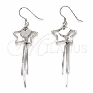 Sterling Silver Ring — Long Earring Star and Heart Design Polished 02. — main product view — SKU 129526 | Plata 925 anillo — Long Earring estrella and corazón diseño pulido 02. — SKU 129526