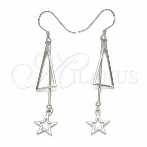 Sterling Silver Ring — Long Earring Star Design Polished 02. — main product view — SKU 129527 | Plata 925 anillo — Long Earring estrella diseño pulido 02. — SKU 129527