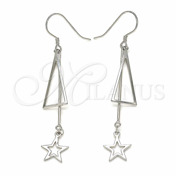Sterling Silver Ring — Long Earring Star Design Polished 02. — main product view — SKU 129527 | Plata 925 anillo — Long Earring estrella diseño pulido 02. — SKU 129527