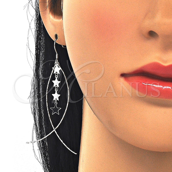 Sterling Silver Ring — Long Earring Star Design Polished 02. — alternate product view — SKU 129529 | Plata 925 anillo — Long Earring estrella diseño pulido 02. — SKU 129529
