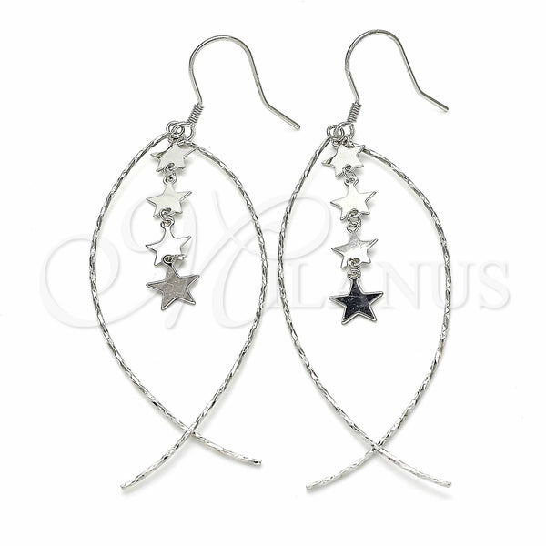 Sterling Silver Ring — Long Earring Star Design Polished 02. — main product view — SKU 129529 | Plata 925 anillo — Long Earring estrella diseño pulido 02. — SKU 129529