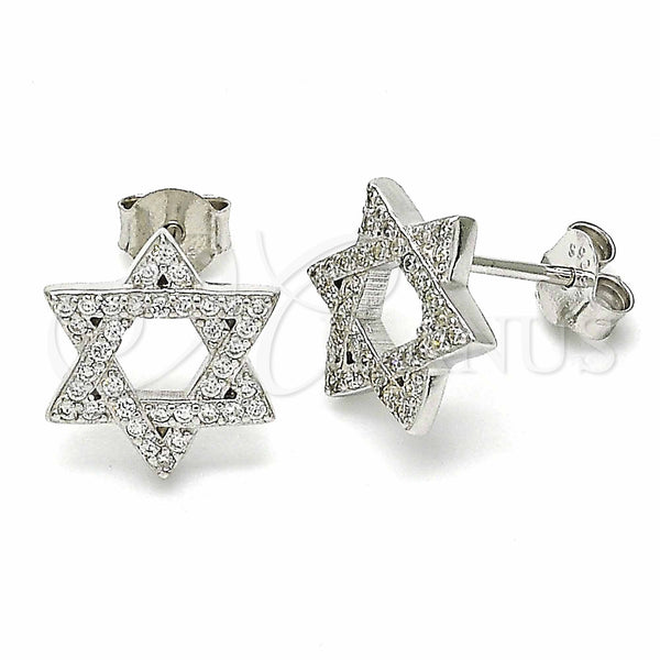 Sterling Silver Ring — Stud Earring with White Cubic Zirconia Polished 02. — main product view — SKU 129533 | Plata 925 anillo — Stud Earring with blanco Cubic Zirconia pulido 02. — SKU 129533